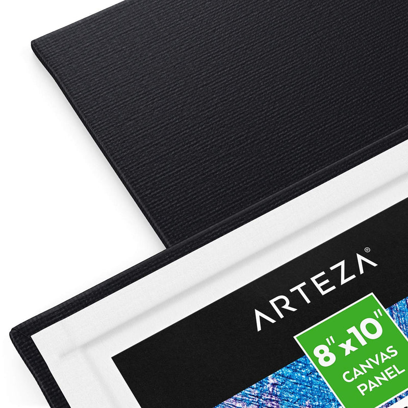 Arteza Classic Canvas Panels, Black, 8" x 10" - Pack of 14
