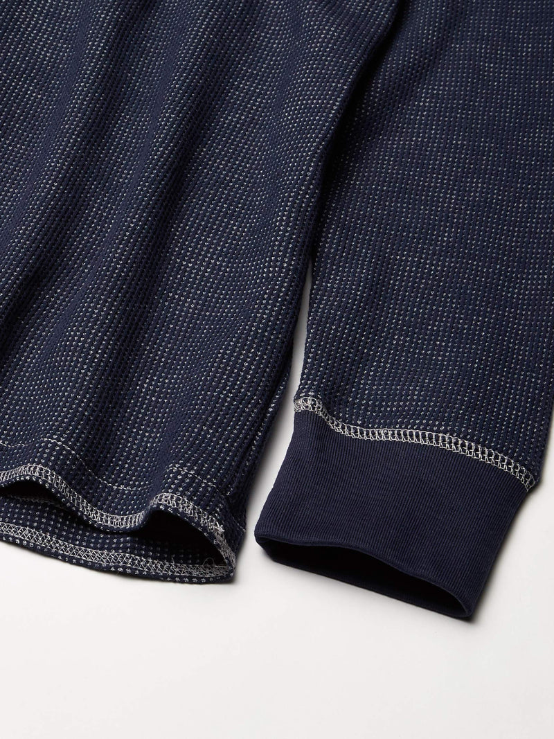 Wrangler Authentics Men's Long Sleeve Waffle Henley, Mood Indigo, Medium