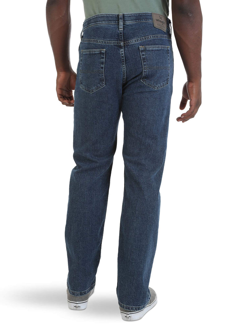 Wrangler Authentics Men's Comfort Flex Waist Relaxed Fit Jean, Dark Stonewash, 34W x 32L