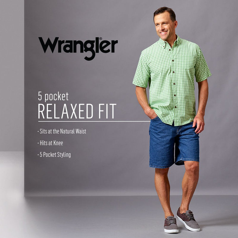 Wrangler Authentics Men's Classic Relaxed Fit Five Pocket Jean Short, Jet Black, 32