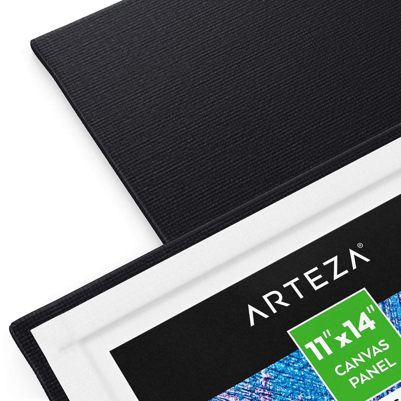 Arteza Classic Canvas Panels, Black, 11" x 14" - Pack of 14
