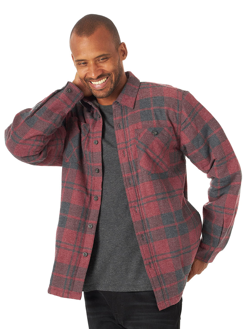 Wrangler Authentics Men's Long Sleeve Sherpa Lined Shirt Jacket, Current Heather, Large
