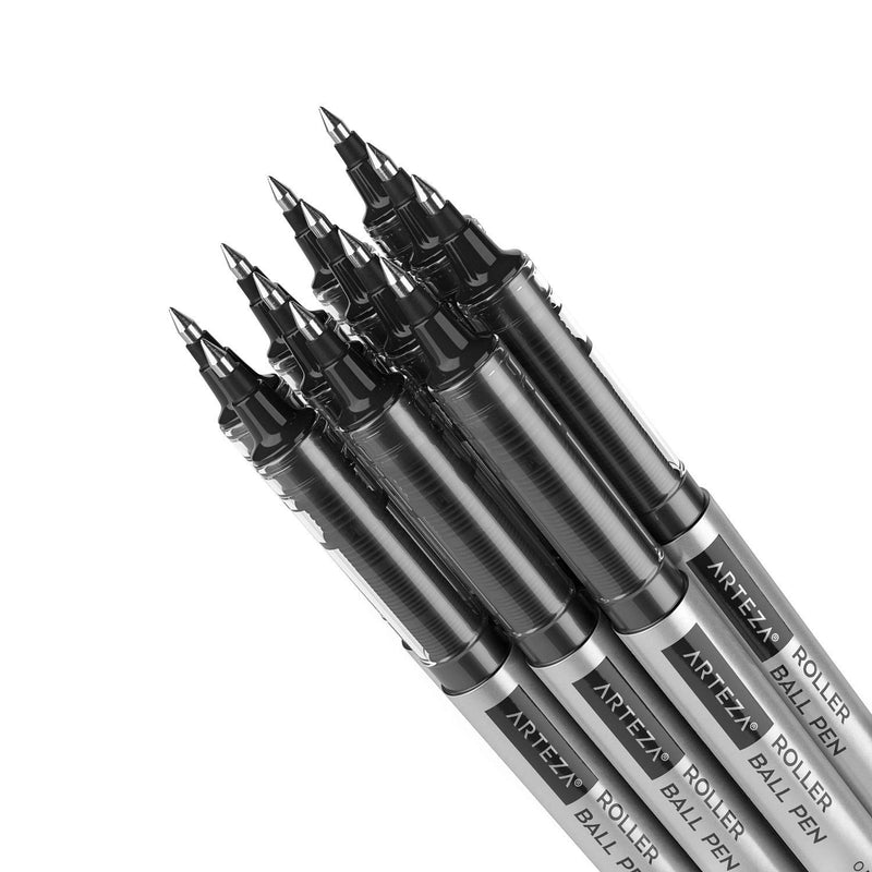 Arteza Roller Ball Pens, Black, 0.5mm Nib - Set of 20
