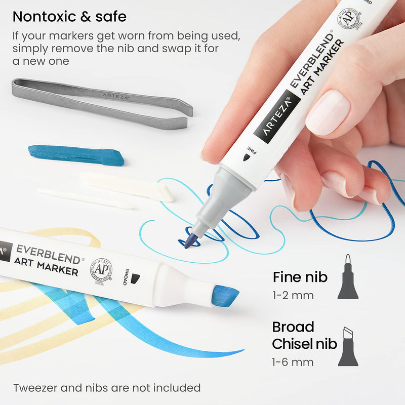 Arteza EverBlend™ Ultra Art Markers, Ocean Tones - 36 Colors