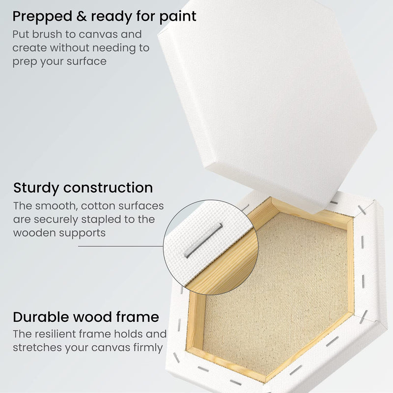 Arteza Hexagon Stretched Canvas, 4" Sides - Pack of 12