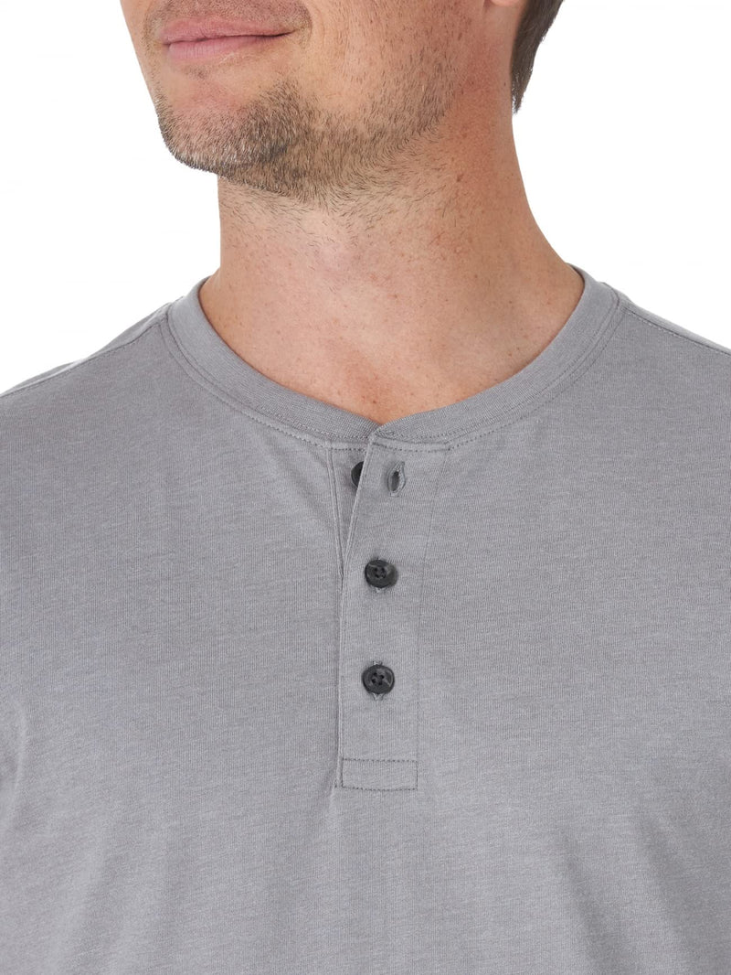 Wrangler Authentics Men's Short Sleeve Henley Tee, Frost Gray Heather, XX-Large