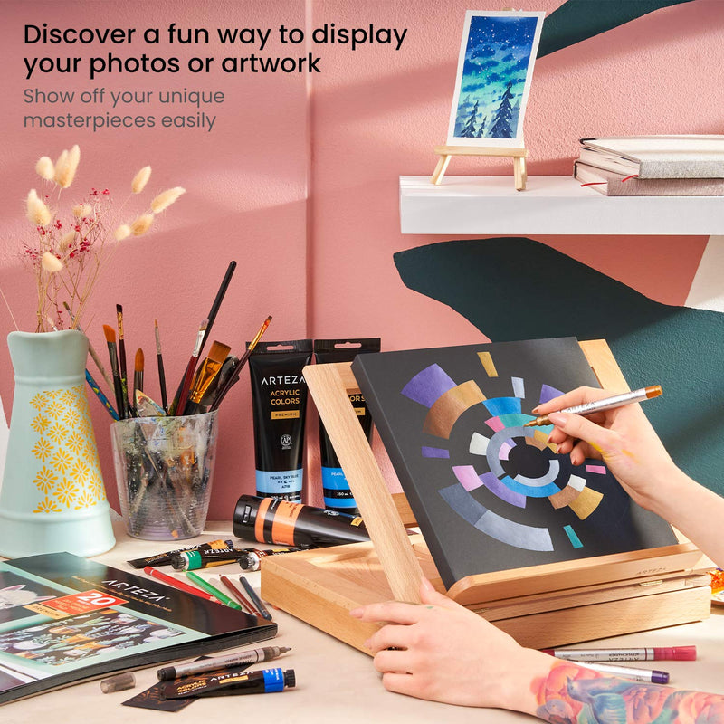 Arteza DIY Foldable Canvas Frame, Black, Mixed Media, 9.5" x 9.5" - 20 Sheets