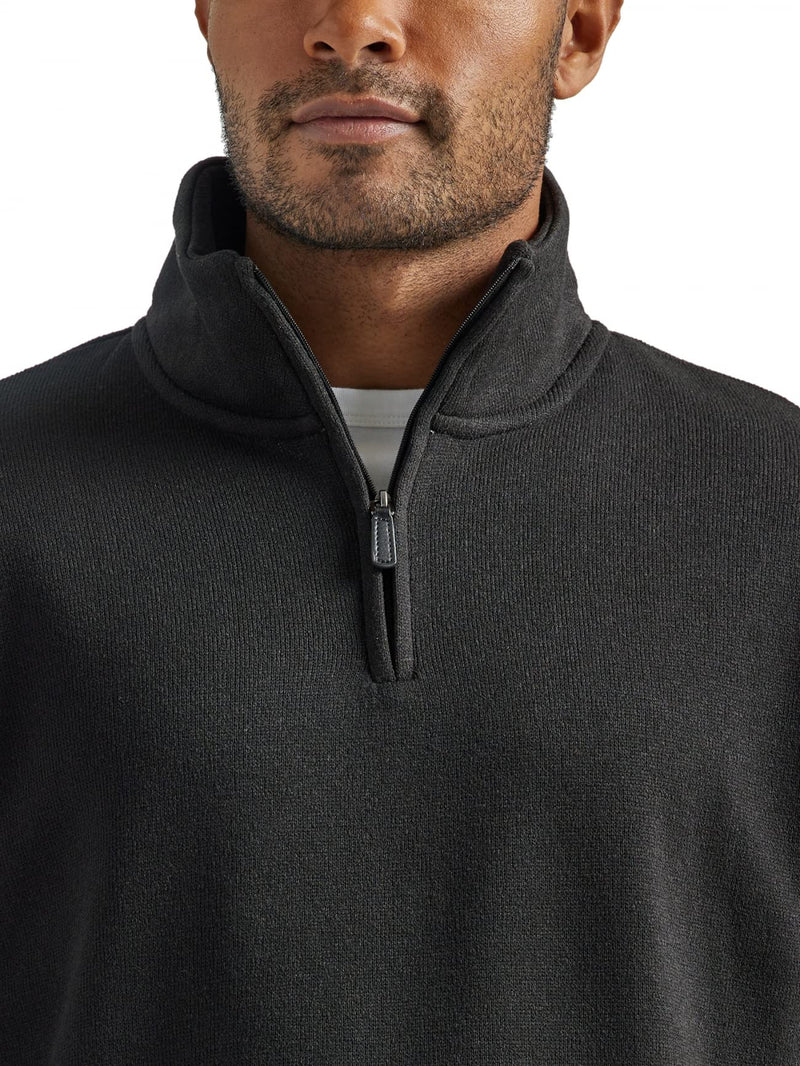 Wrangler Authentics Men's Long Sleeve Fleece Quarter-Zip, Caviar, X-Large