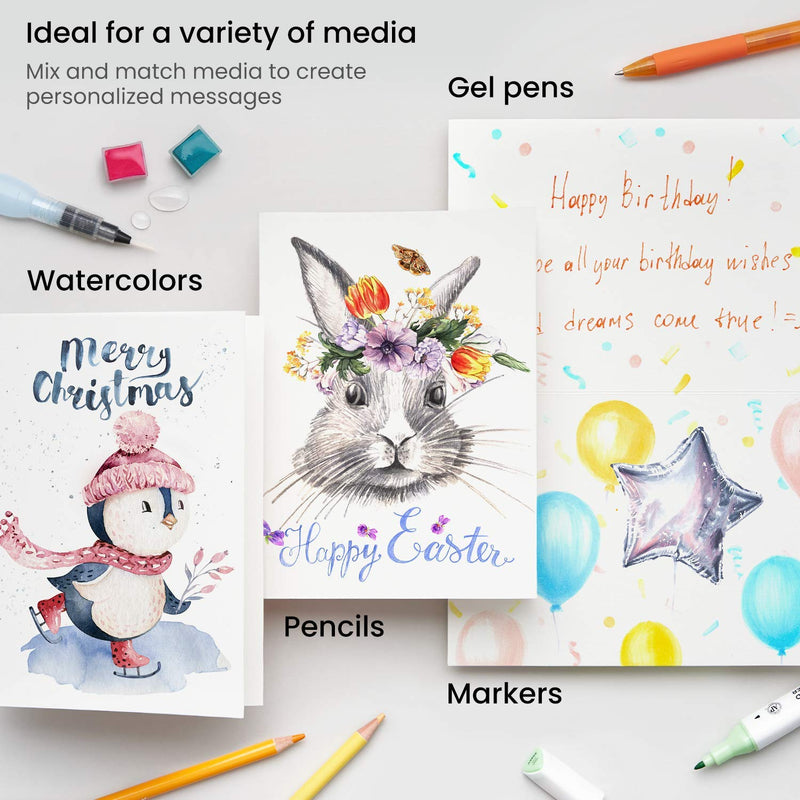 Arteza Expert Watercolor Cards & Envelopes, 100% Cotton, 5" x 7", 25 Sheets - Pack of 2