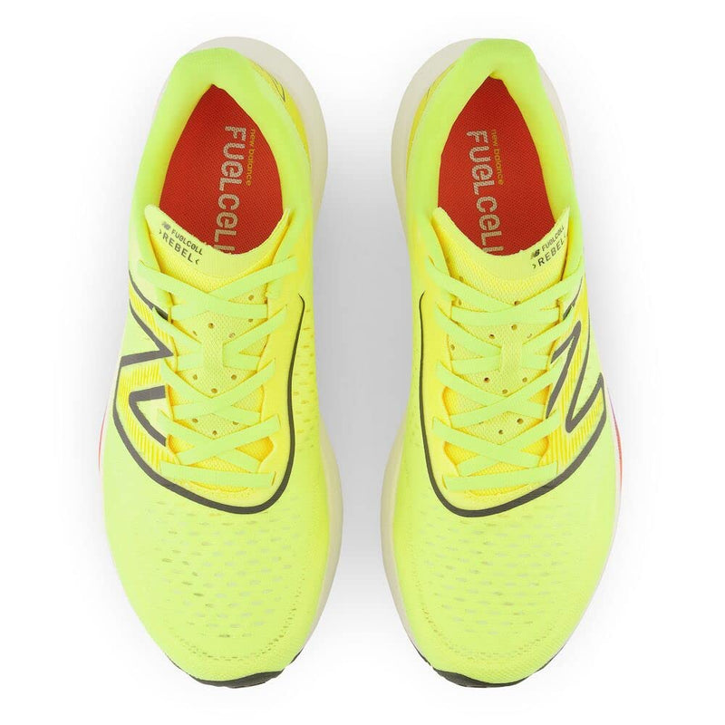 New Balance Men's FuelCell Rebel V3 Running Shoe, Cosmic Pineapple/Blacktop/Neon Dragonfly, 11.5 Wide