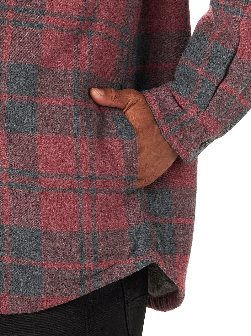 Wrangler Authentics Men's Long Sleeve Sherpa Lined Shirt Jacket, Current Heather, Large