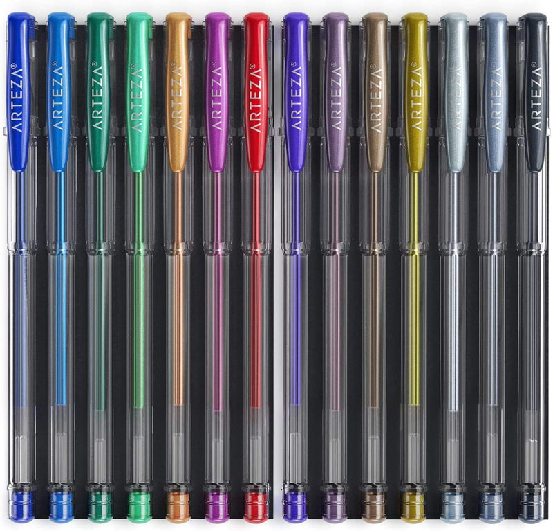 Arteza Metallic Gel Ink Pens - Set of 14