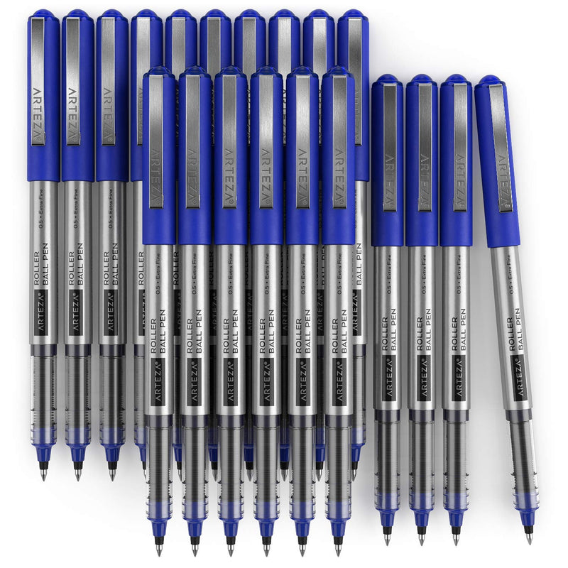 Arteza Roller Ball Pens, Blue, 0.5mm Nib - Pack of 20