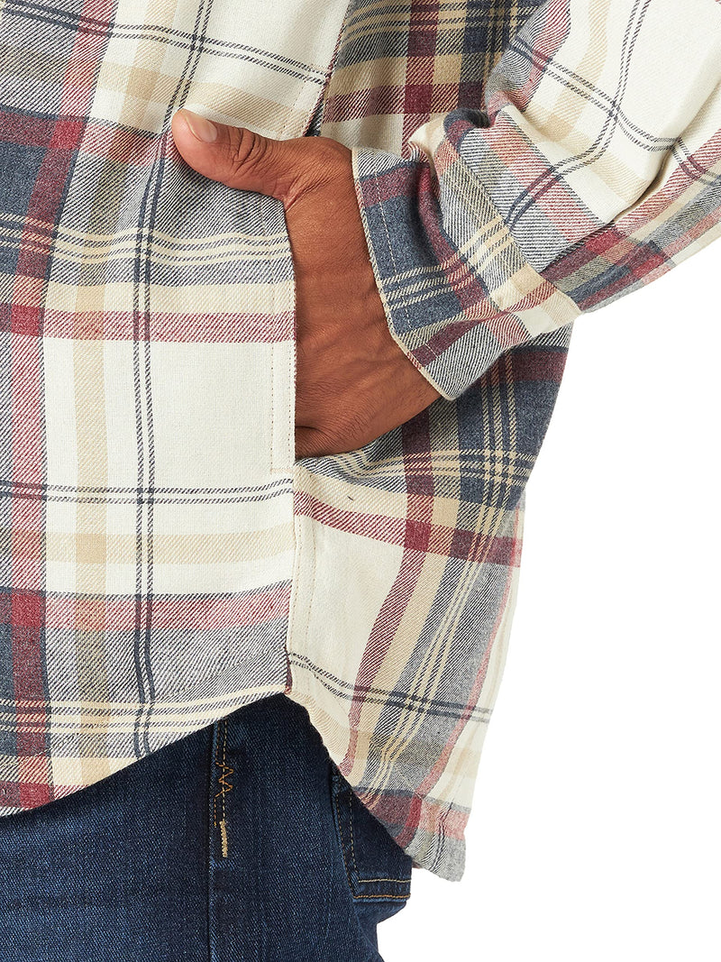 Wrangler Authentics Men's Long Sleeve Sherpa Lined Shirt Jacket, Light Beige Heather, Small