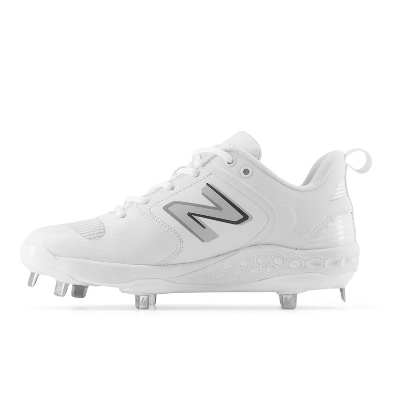 New Balance Women's Fresh Foam Velo V3 Softball Shoe, White/Rain Cloud, 13