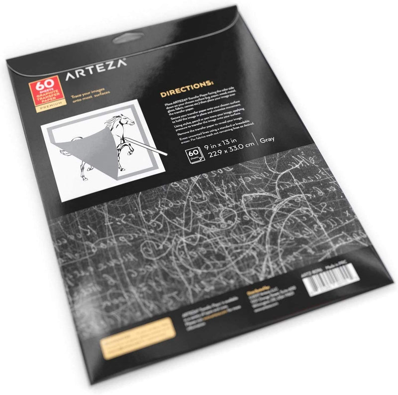 Arteza Gray Graphite Transfer Paper, 9" x 13" , 60 Sheets