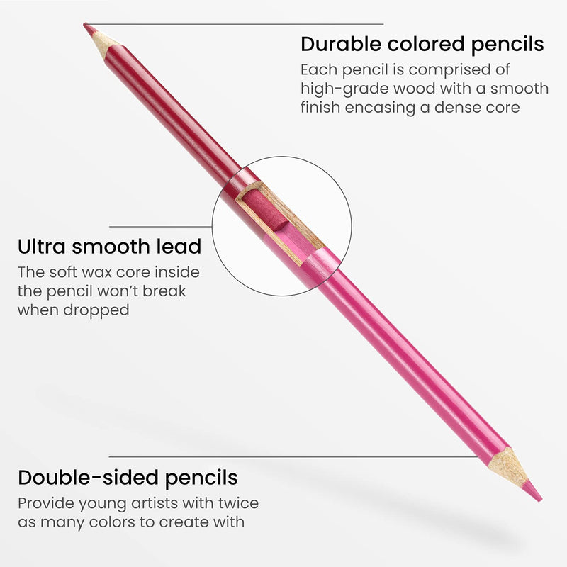 Arteza Kids Colored Pencils, Double Sided- Set of 50