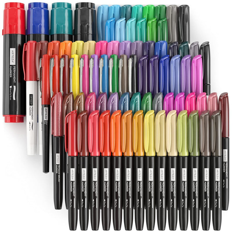 Arteza Permanent Markers Ultimate Supreme Set, Assorted - 80 Pieces