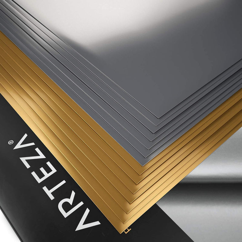 Arteza Heat Transfer Vinyl, Metallic Gold & Silver, 10" x 12" Sheets - Set of 14