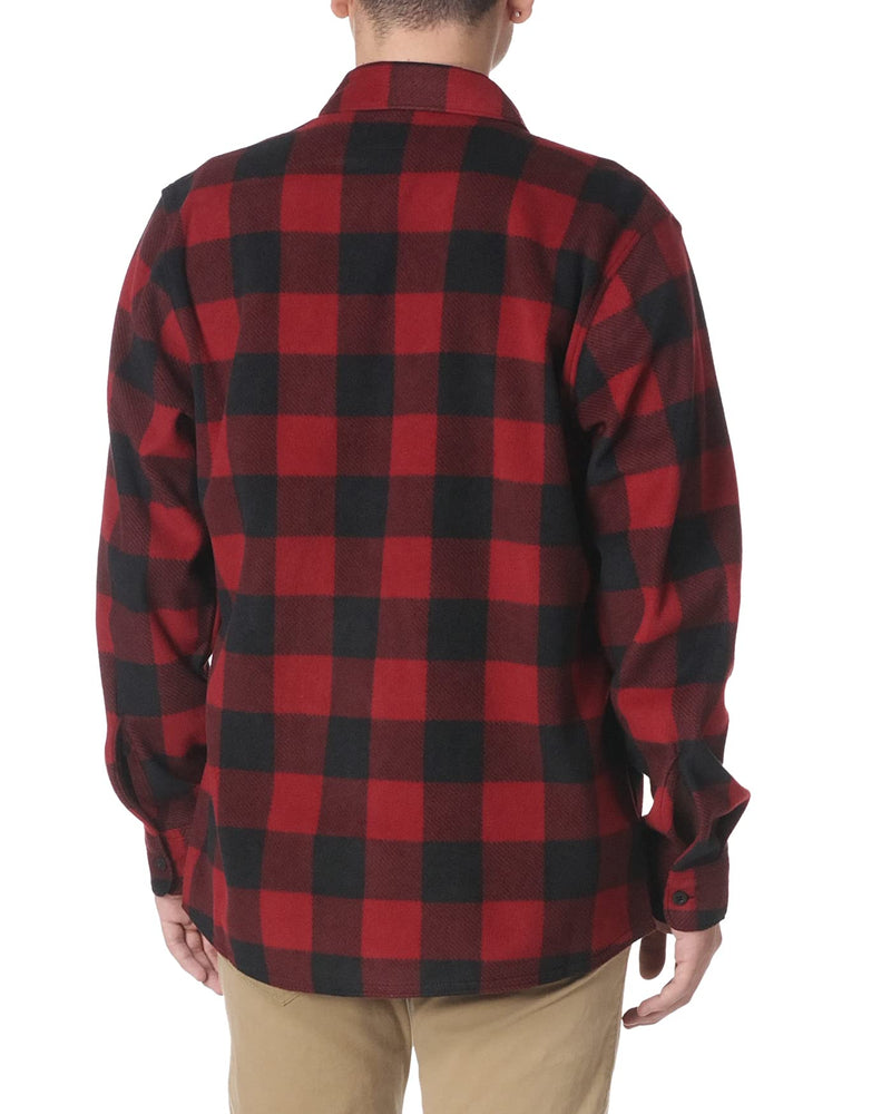 Wrangler Authentics Men's Long Sleeve Heavyweight Fleece Shirt, Red Buffalo Plaid, 3X-Large