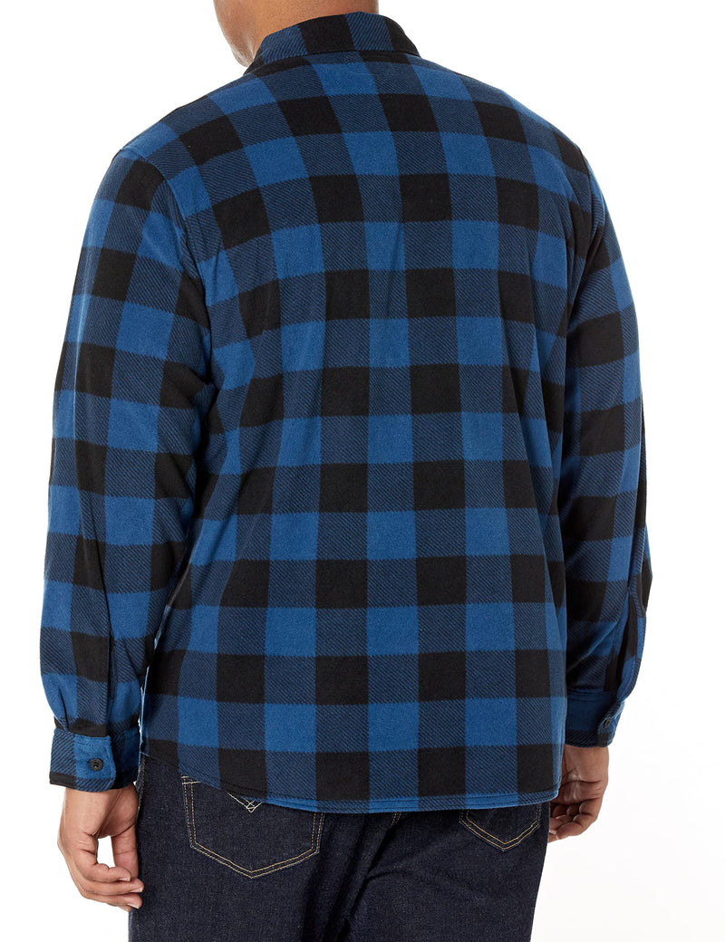Wrangler Authentics Men's Long Sleeve Heavyweight Fleece Shirt, Blue Buffalo Plaid, 2X Tall