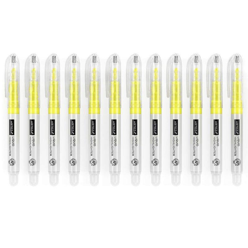 Arteza Liquid Highlighters, Yellow, Chisel Tip - Set of 12